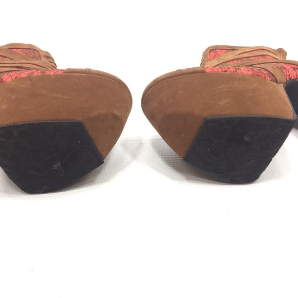 DOLLHOUSE Brown Zip Up Platform Stilettos 8 NEW - Picture 7 of 8